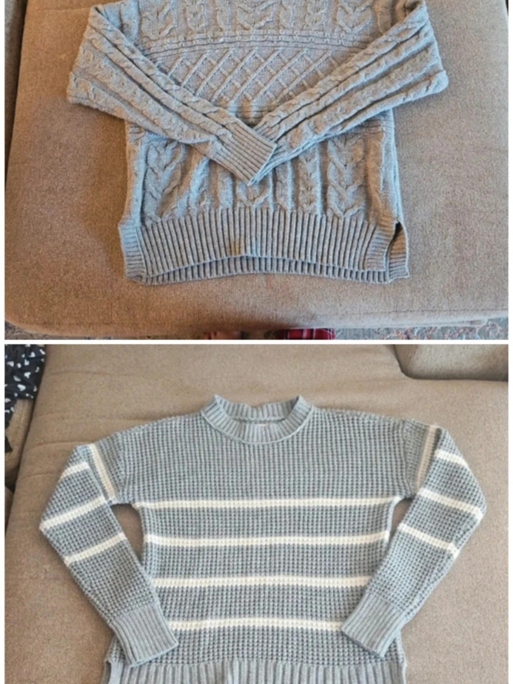 Women’s Grey Striped Knit Sweater